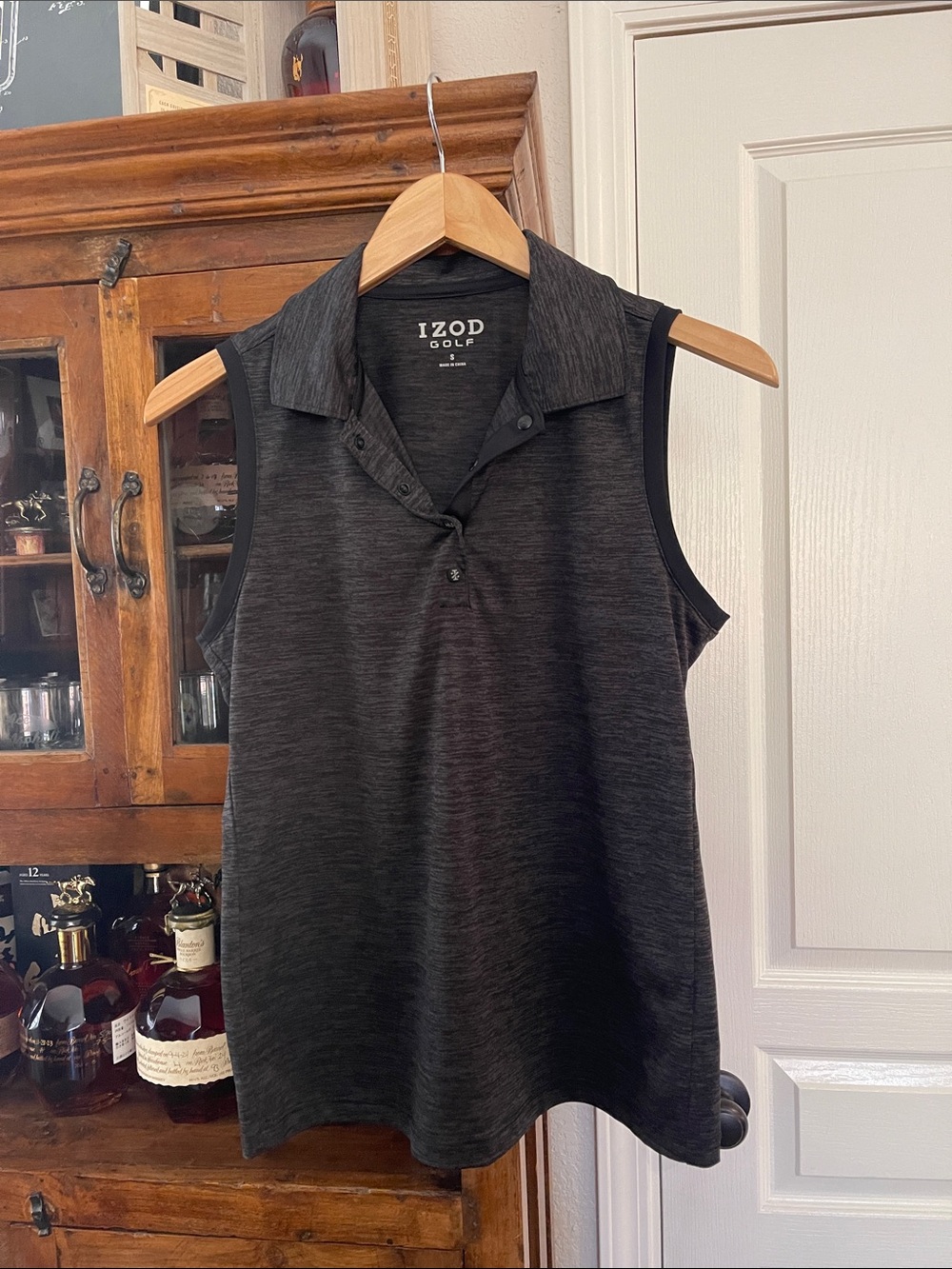 Izod Sleeveless Polo Tank Top in Charcoal Heather
